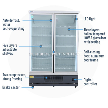 Refrigerador de la exhibición de la puerta de cristal comercial para la venta